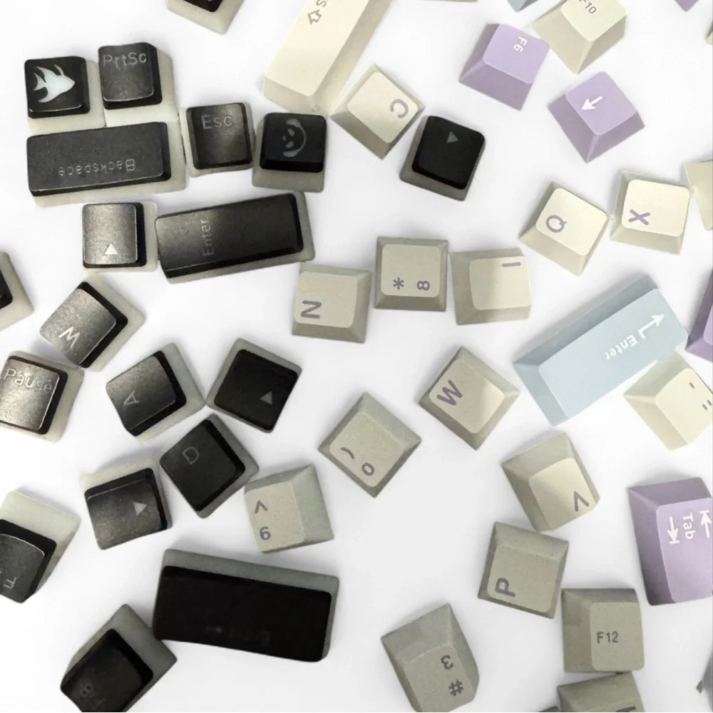 105 Keyboard Caps Black/Translucent, Violet, Purple, White w/ Purple